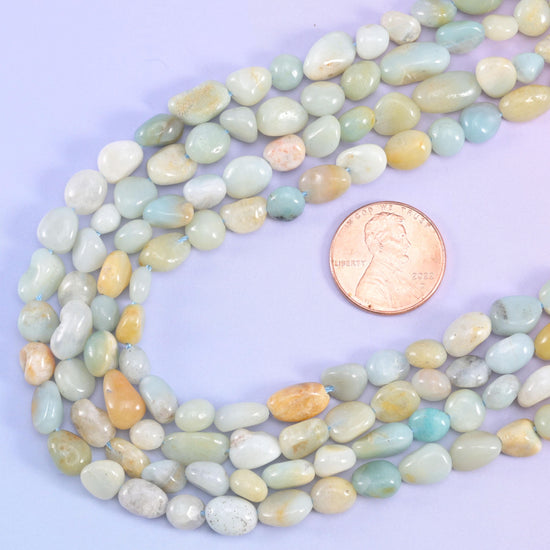 Multi-Color Amazonite Pebble Nugget Beads 5-8mm Jewelry Making 15.5&quot; Strand