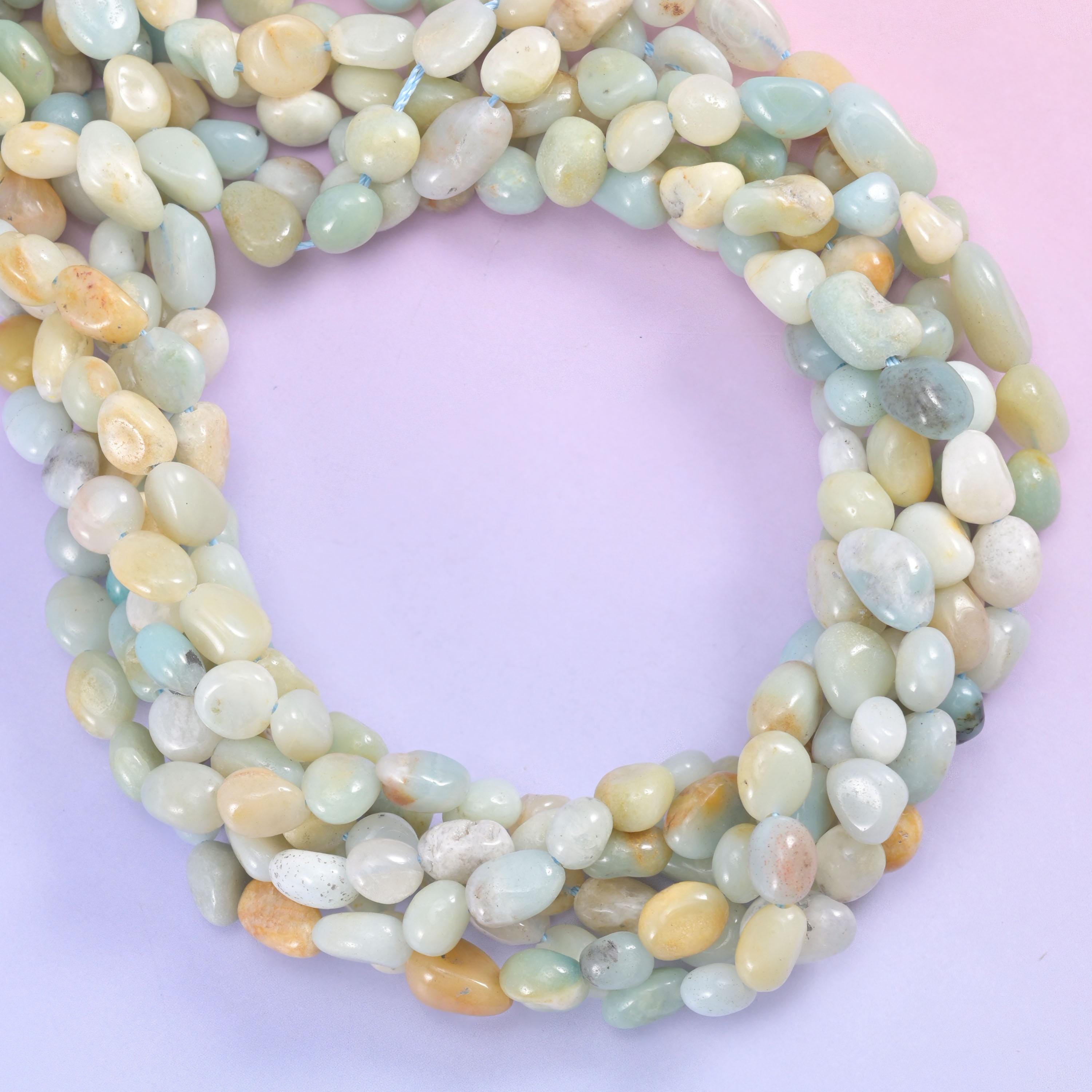 Multi-Color Amazonite Pebble Nugget Beads 5-8mm Jewelry Making 15.5&quot; Strand