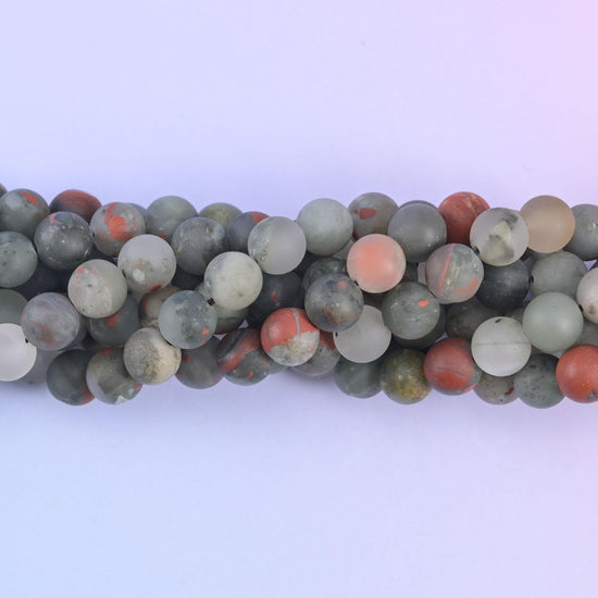African Bloodstone Matte Round Beads 4mm 6mm 8mm 10mm Jewelry Making 15 Inch Strand