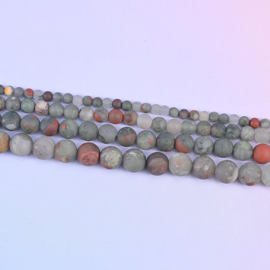 African Bloodstone Matte Round Beads 4mm 6mm 8mm 10mm Jewelry Making 15 Inch Strand