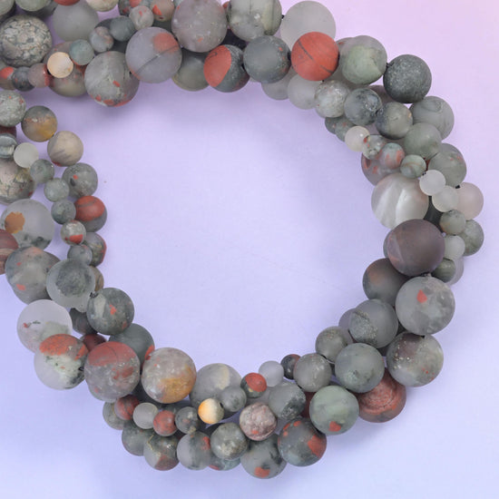 African Bloodstone Matte Round Beads 4mm 6mm 8mm 10mm Jewelry Making 15 Inch Strand