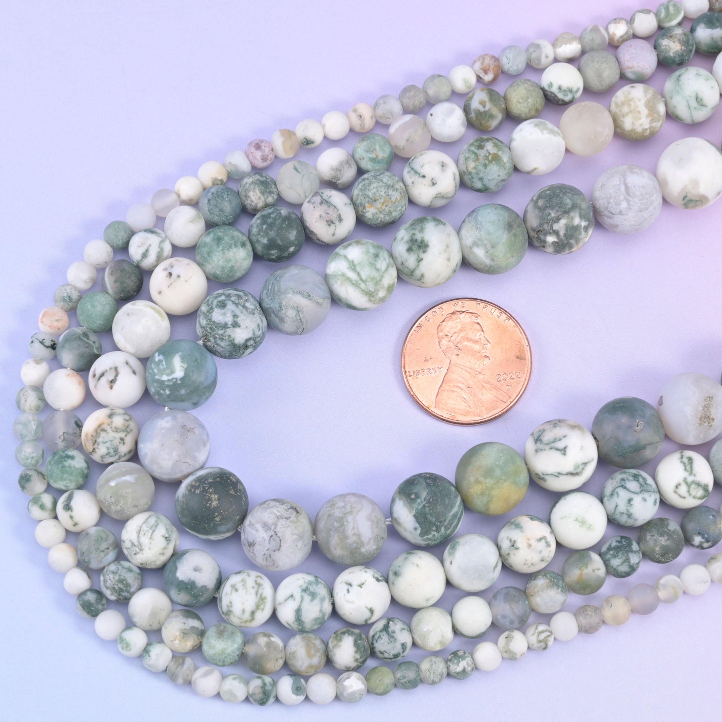 Green Tree Agate Matte Round Beads 4mm 6mm 8mm 10mm Jewelry Making 15 Inch Strand