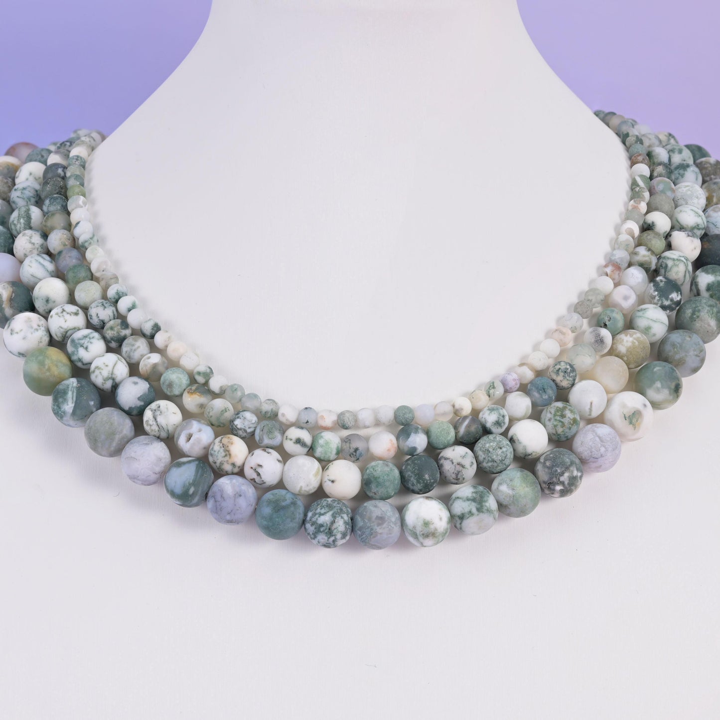 Green Tree Agate Matte Round Beads 4mm 6mm 8mm 10mm Jewelry Making 15 Inch Strand