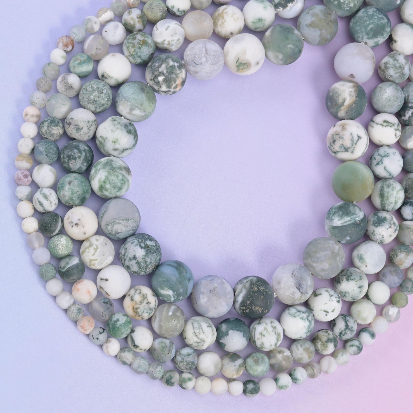 Green Tree Agate Matte Round Beads 4mm 6mm 8mm 10mm Jewelry Making 15 Inch Strand