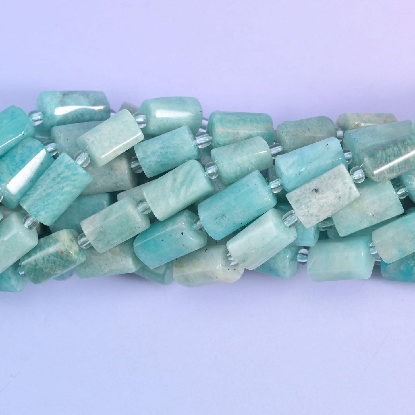 Blue Amazonite Faceted Tube Beads Size 12x8mm Jewelry Making 15.5 Inch Strand