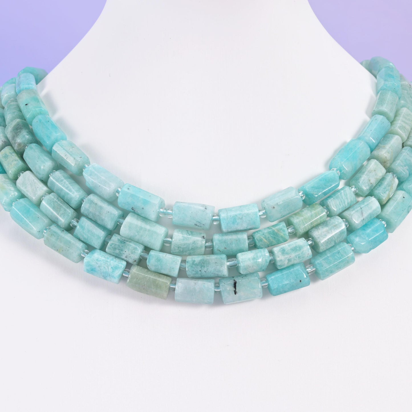 Blue Amazonite Faceted Tube Beads Size 12x8mm Jewelry Making 15.5 Inch Strand