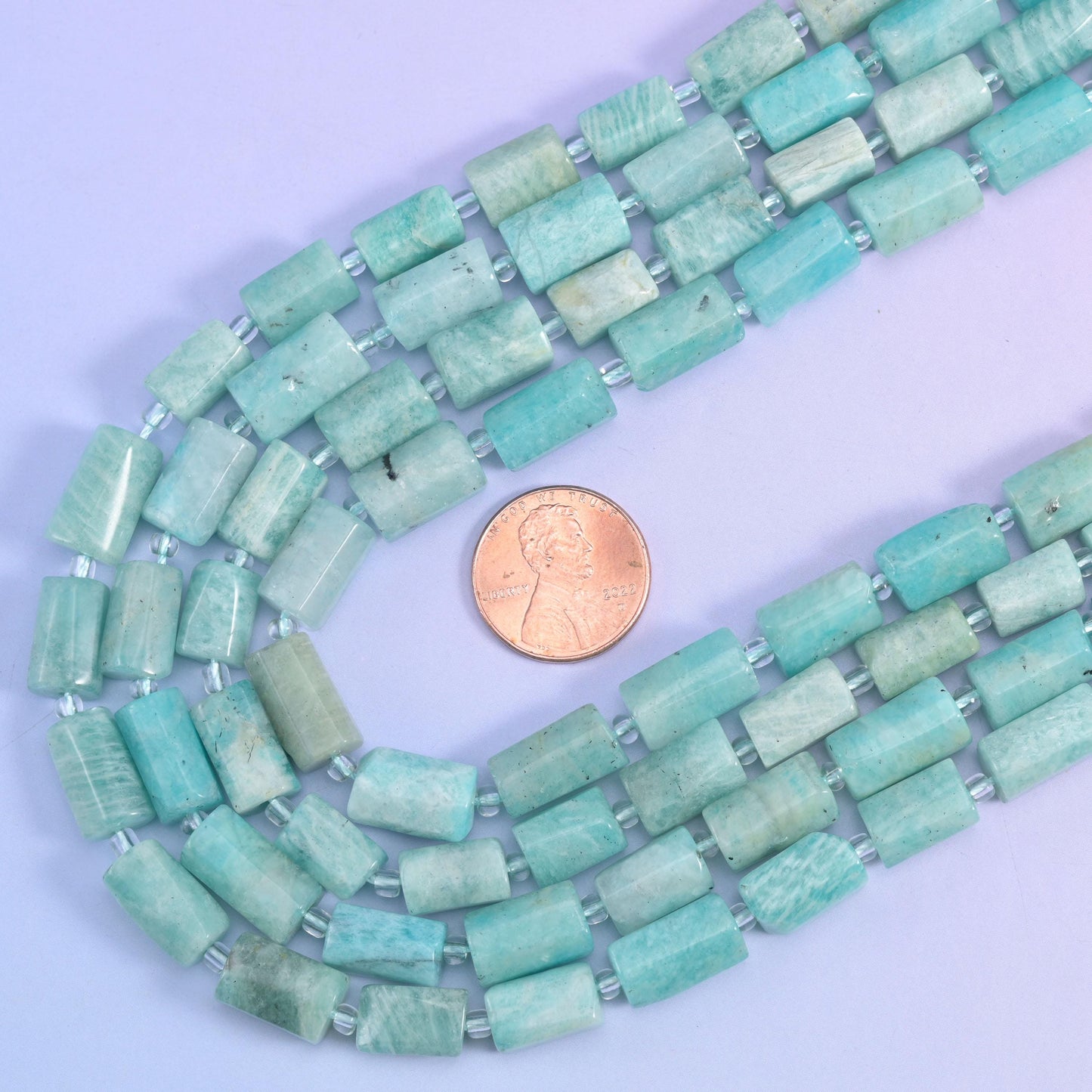 Blue Amazonite Faceted Tube Beads Size 12x8mm Jewelry Making 15.5 Inch Strand