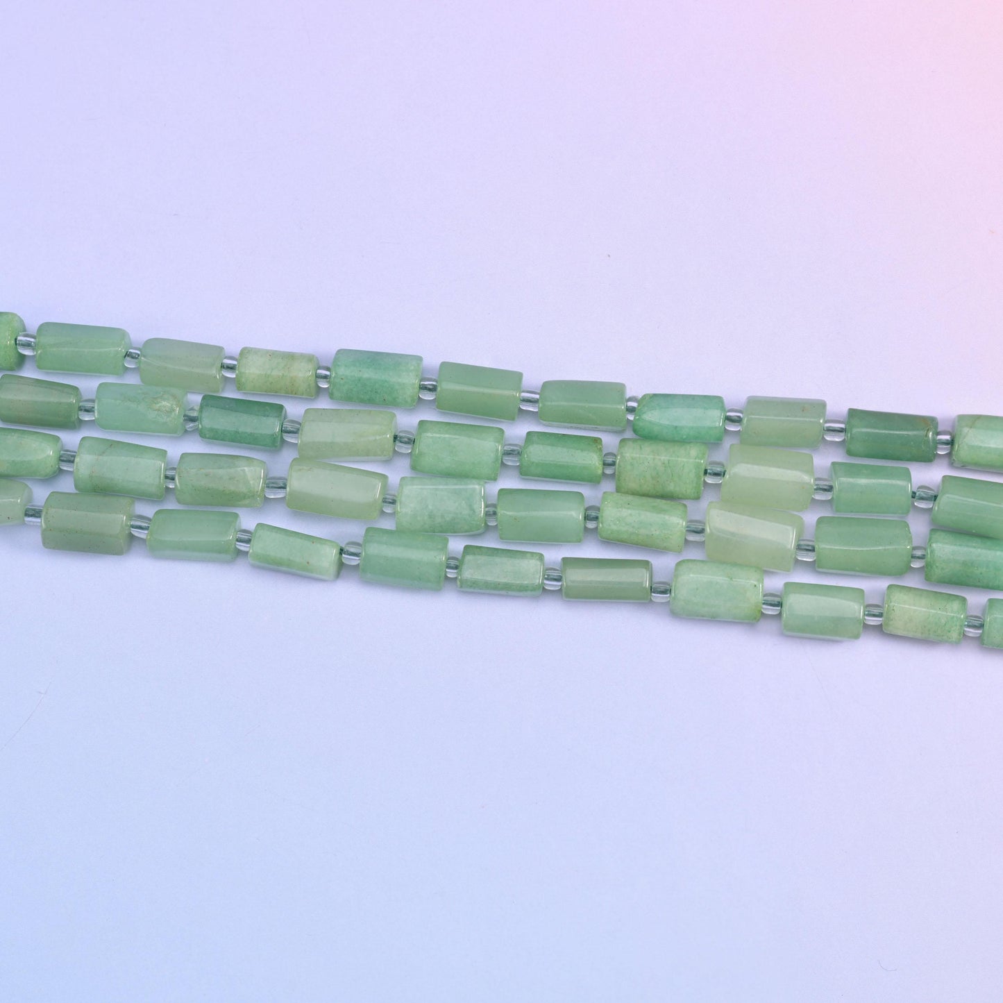 Green Aventurine Faceted Tube Beads Size 12x8mm Jewelry Making 15.5 Inch Strand