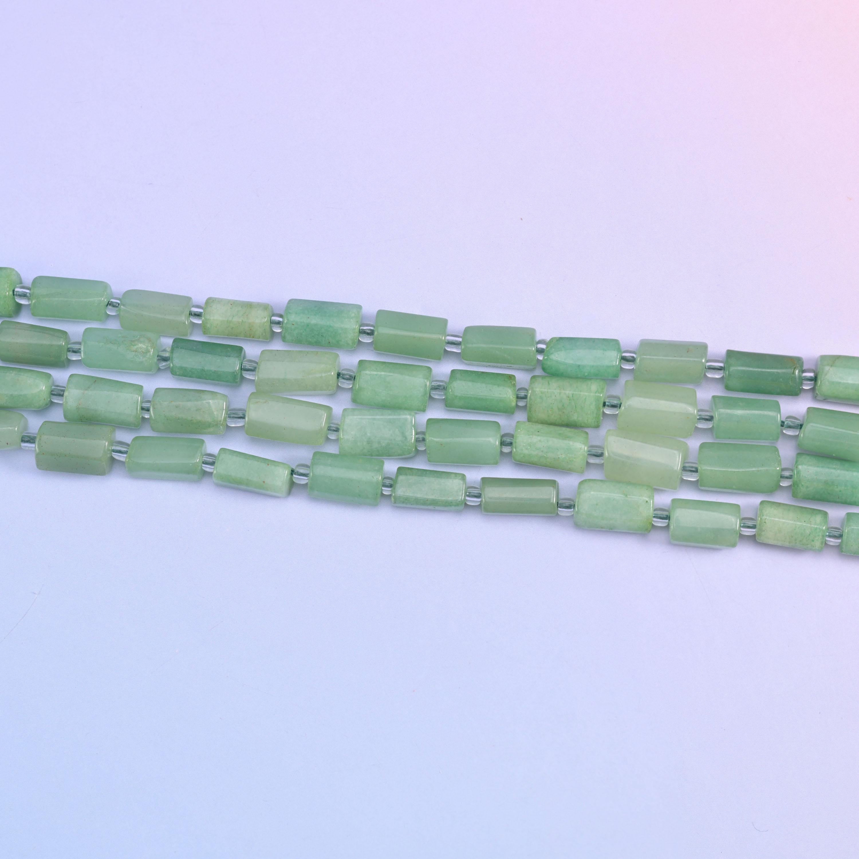 Green Aventurine Faceted Tube Beads Size 12x8mm Jewelry Making 15.5 Inch Strand