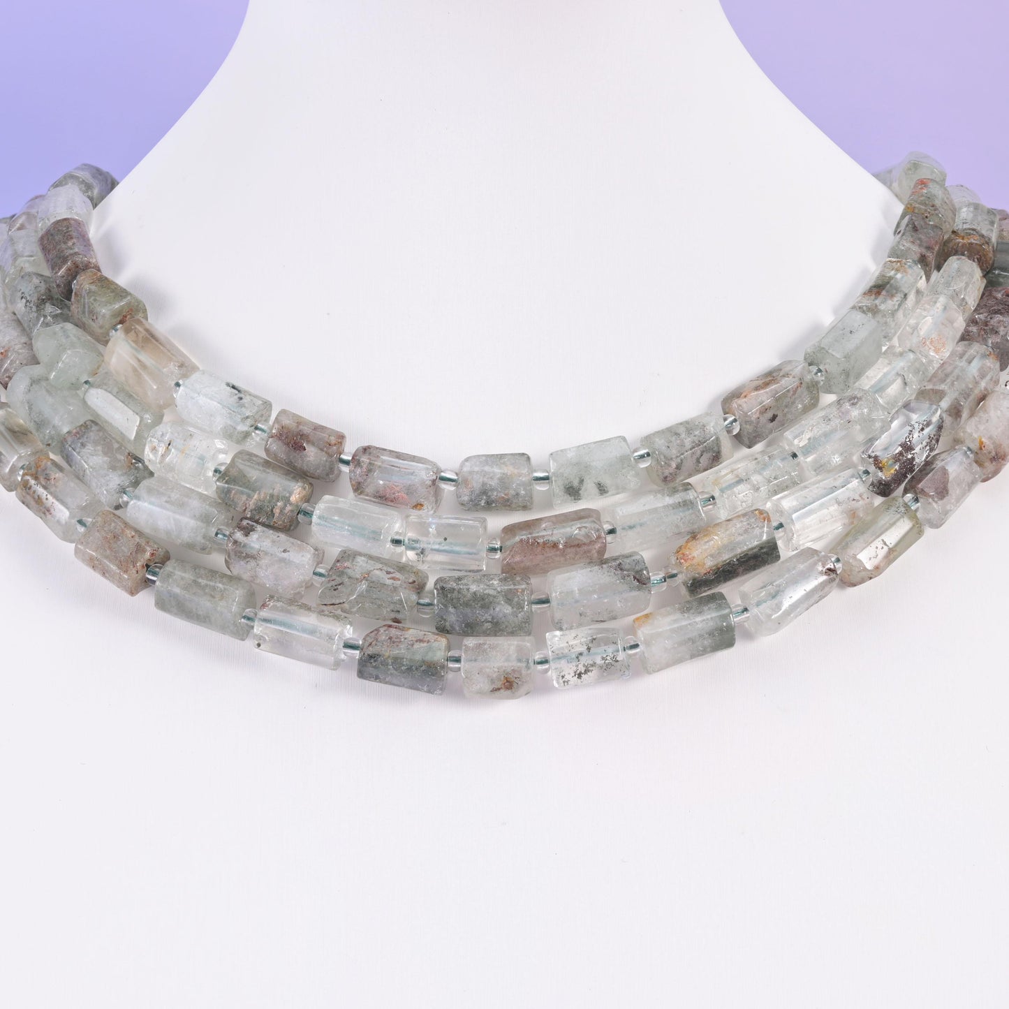 Green Phantom Quartz Faceted Tube Beads Size 12x8mm Jewelry Making 15.5 Inch Strand