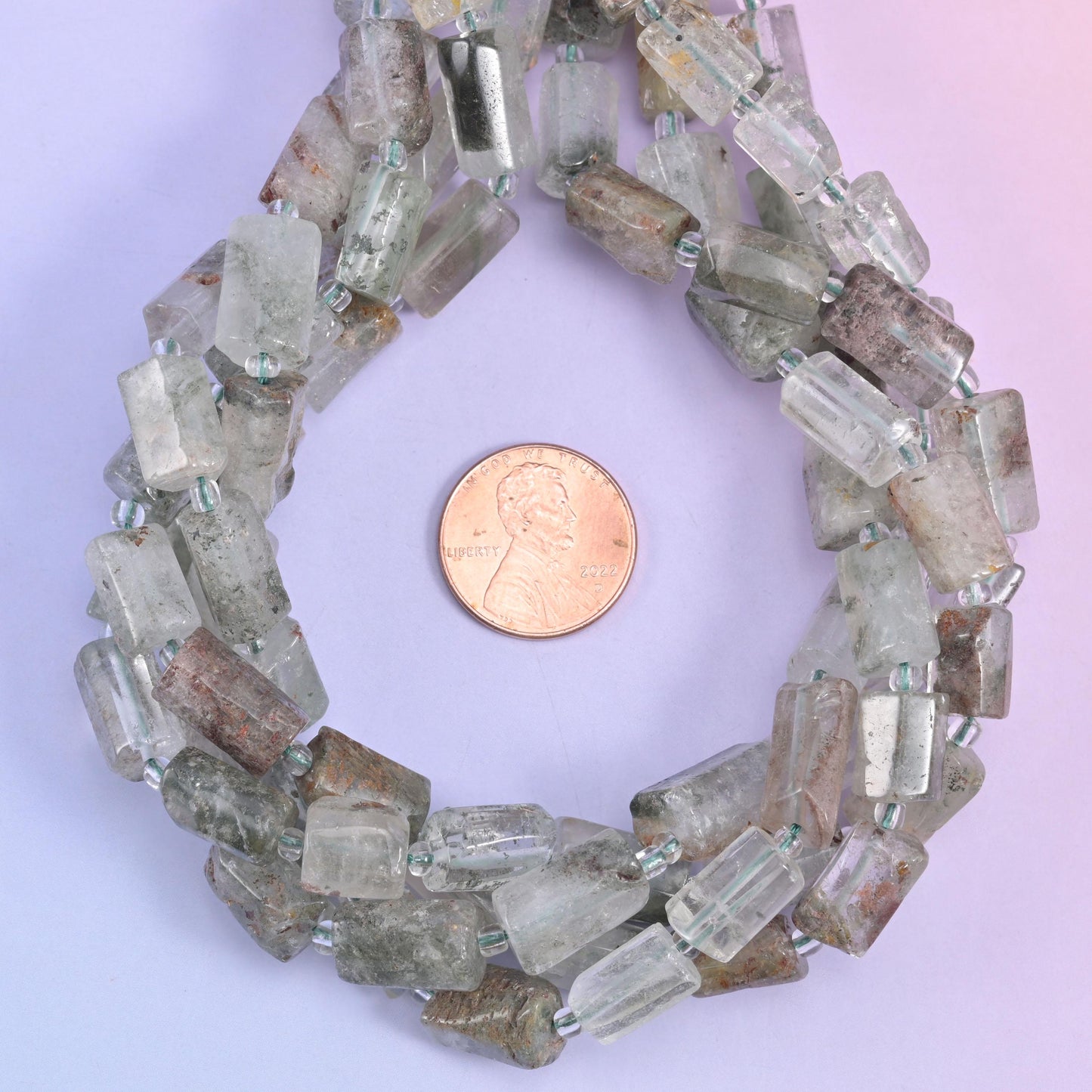 Green Phantom Quartz Faceted Tube Beads Size 12x8mm Jewelry Making 15.5 Inch Strand