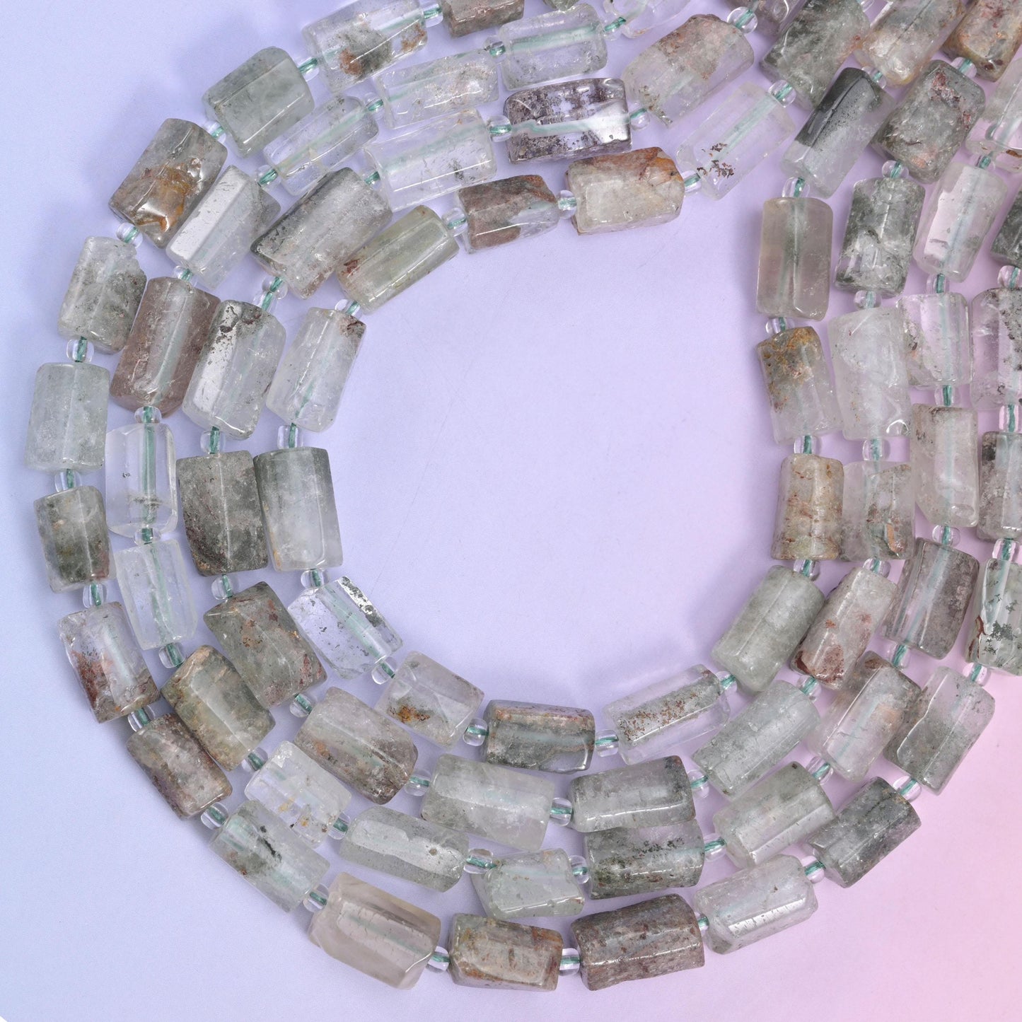 Green Phantom Quartz Faceted Tube Beads Size 12x8mm Jewelry Making 15.5 Inch Strand