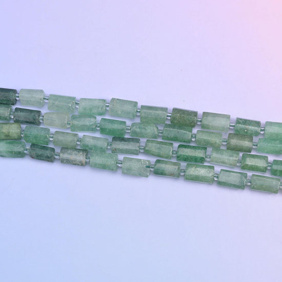 Green Strawberry Quartz Faceted Tube Beads Size 12x8mm Jewelry Making 15.5 Inch Strand