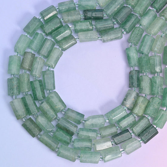 Green Strawberry Quartz Faceted Tube Beads Size 12x8mm Jewelry Making 15.5 Inch Strand