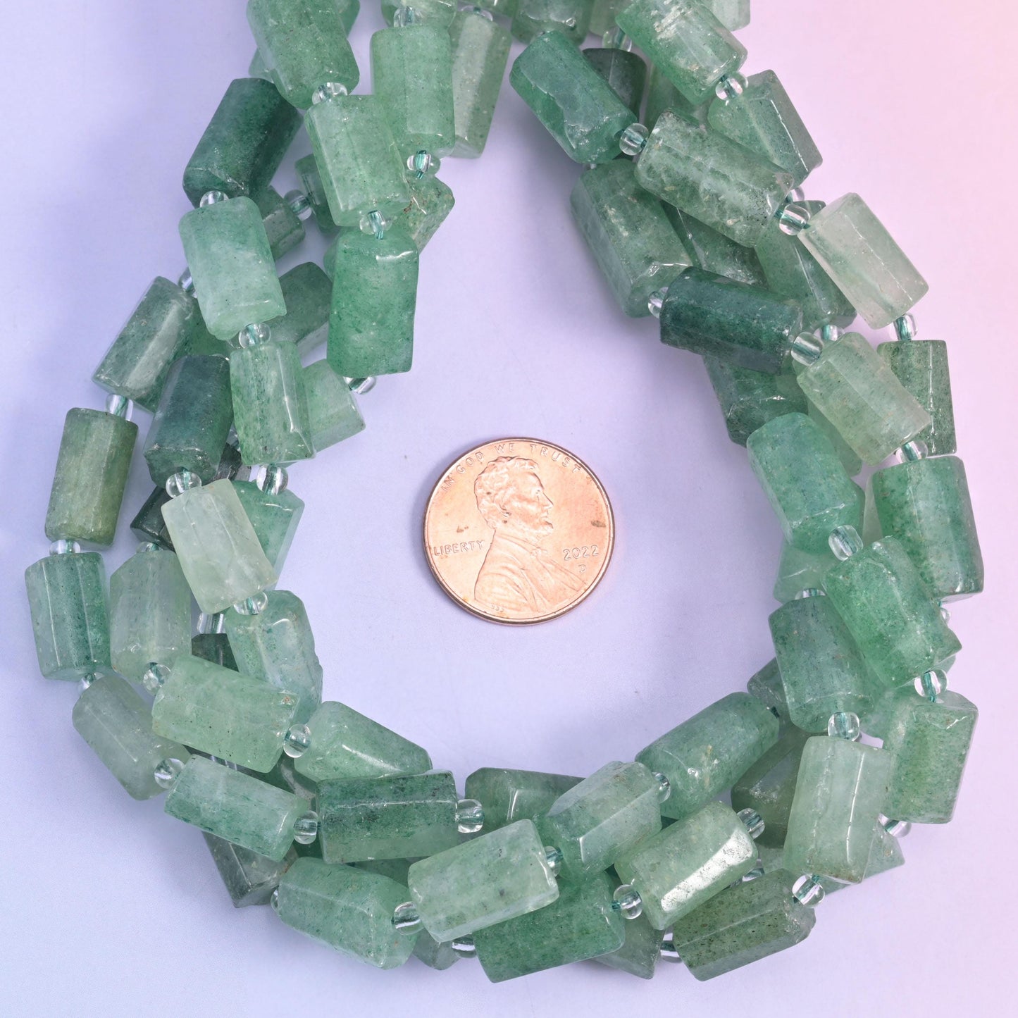 Green Strawberry Quartz Faceted Tube Beads Size 12x8mm Jewelry Making 15.5 Inch Strand
