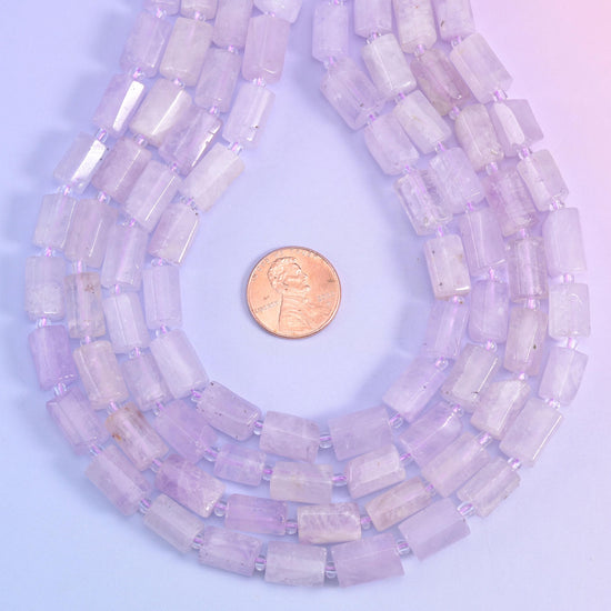 Purple Jade Faceted Tube Beads Size 12x8mm Jewelry Making 15.5 Inch Strand