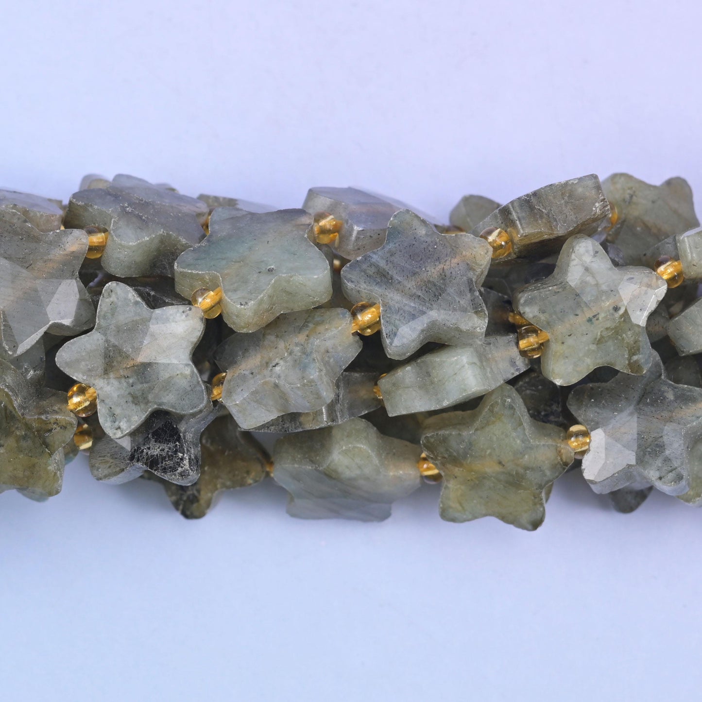 Gray Labradorite Faceted Star Beads Size 14mm Jewelry Making 15.5 Inch Strand