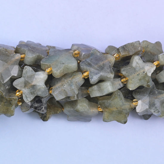 Gray Labradorite Faceted Star Beads Size 14mm Jewelry Making 15.5 Inch Strand
