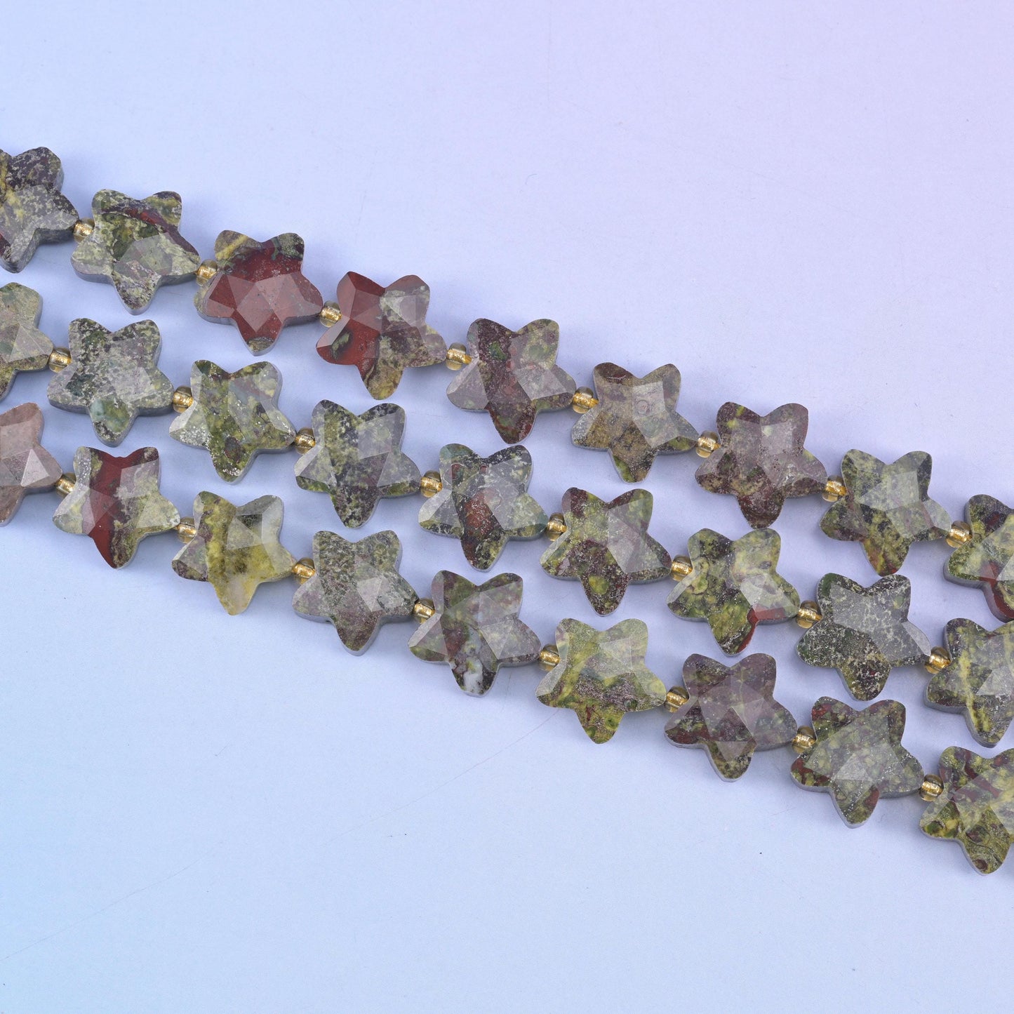 Dragon Bloodstone Faceted Star Beads Size 14mm Jewelry Making 15.5 Inch Strand