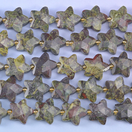 Dragon Bloodstone Faceted Star Beads Size 14mm Jewelry Making 15.5 Inch Strand