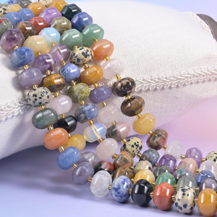 Colorful Assorted Gemstone Smooth Pumpkin Beads Jewelry Making Size 12x8mm 15&quot; Strand