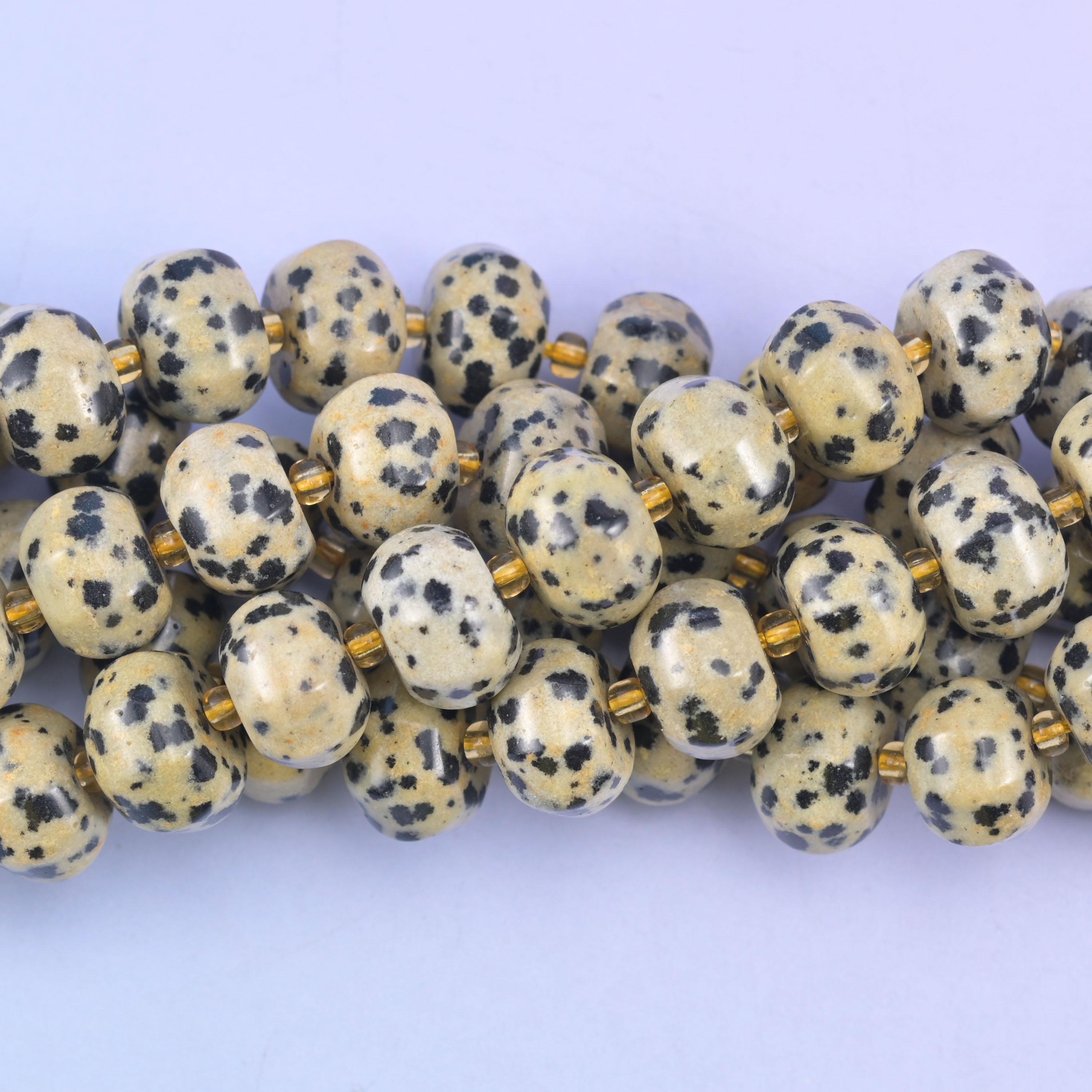 Dalmatian Jasper Pumpkin Beads Jewelry Making Size 12x8mm 15&quot; Strand
