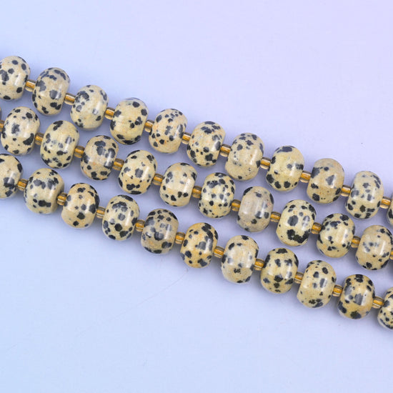 Dalmatian Jasper Pumpkin Beads Jewelry Making Size 12x8mm 15&quot; Strand
