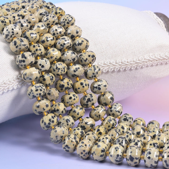Dalmatian Jasper Pumpkin Beads Jewelry Making Size 12x8mm 15&quot; Strand