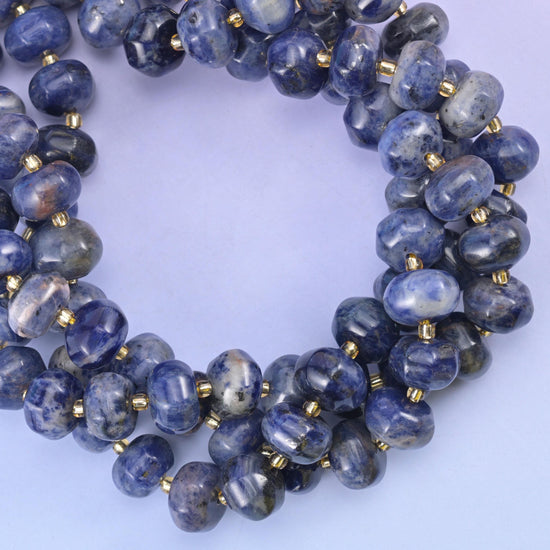 Sodalite Pumpkin Beads Jewelry Making Size 12x8mm 15&quot; Strand