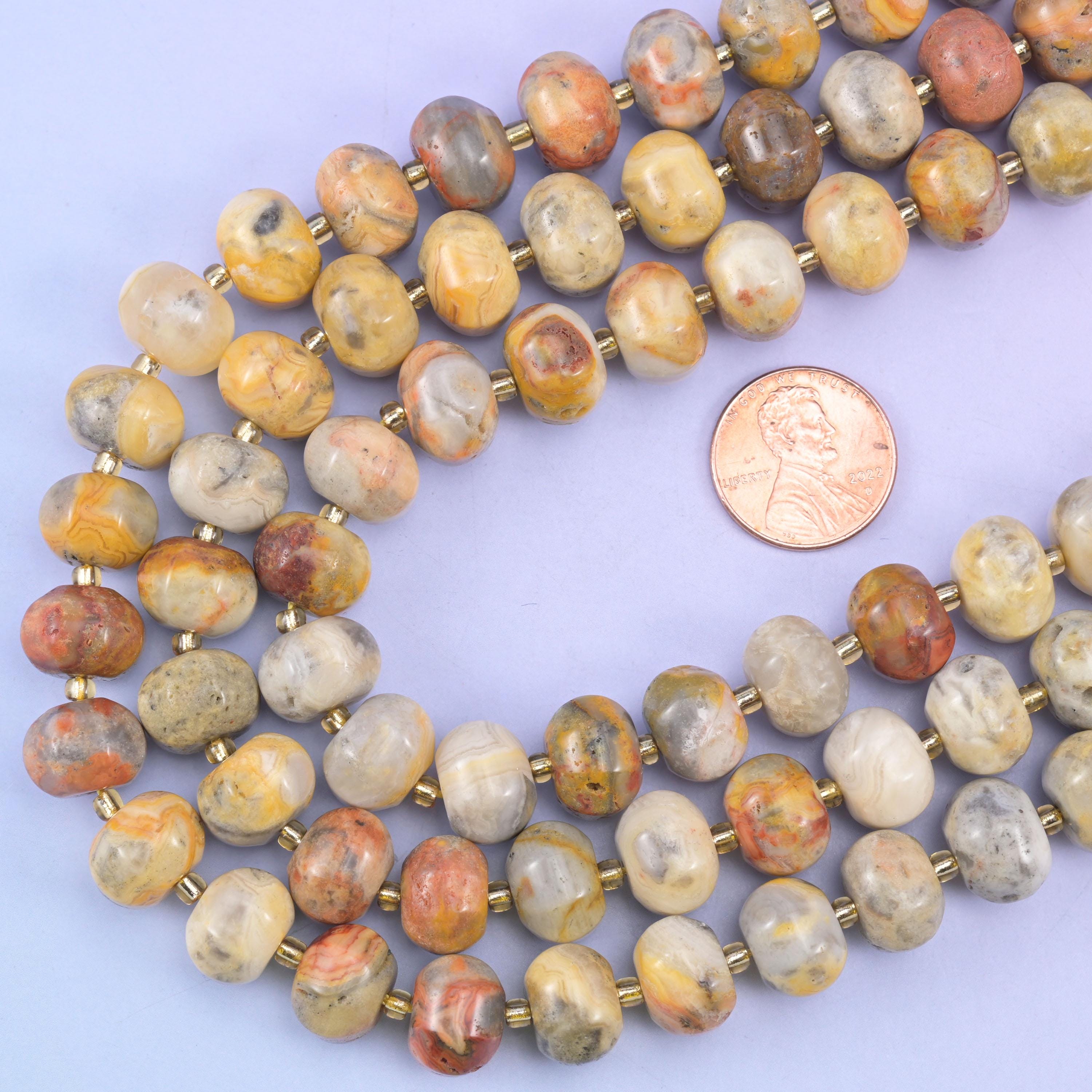 Crazy Agate Pumpkin Beads Jewelry Making Size 12x8mm 15&quot; Strand