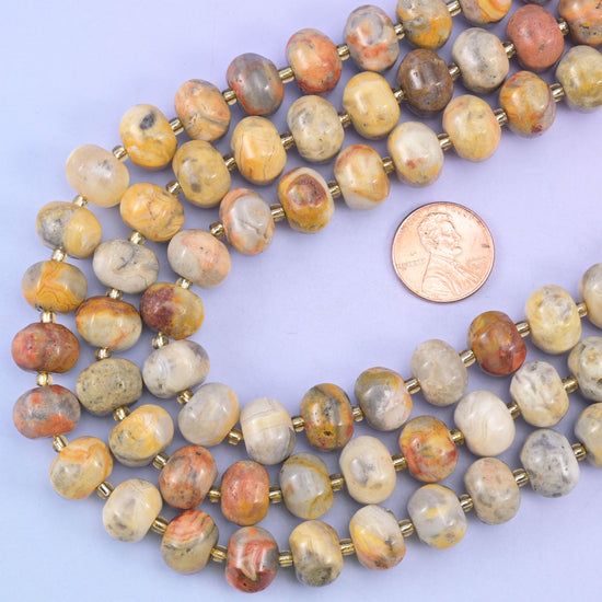 Crazy Agate Pumpkin Beads Jewelry Making Size 12x8mm 15&quot; Strand