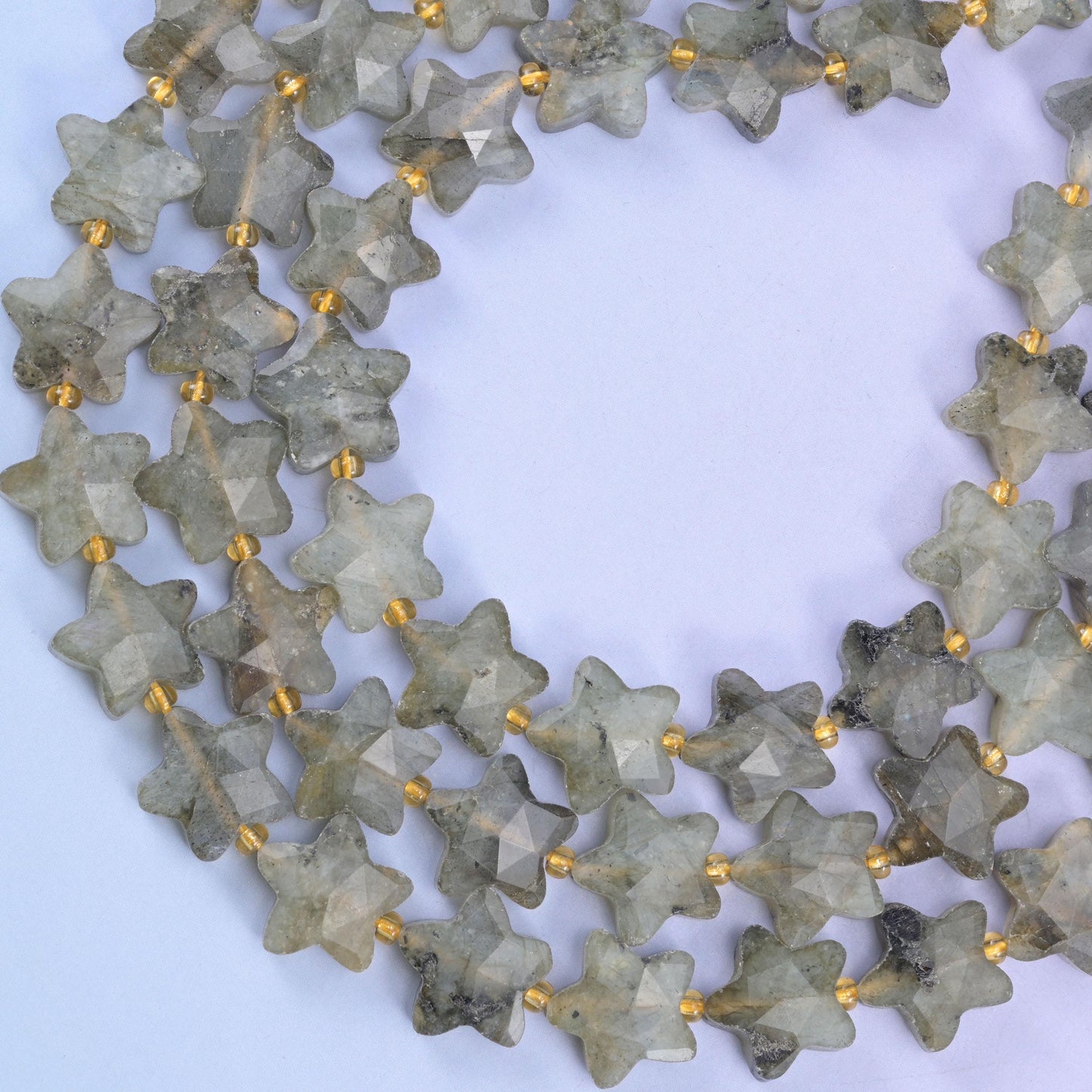 Gray Labradorite Faceted Star Beads Size 14mm Jewelry Making 15.5 Inch Strand