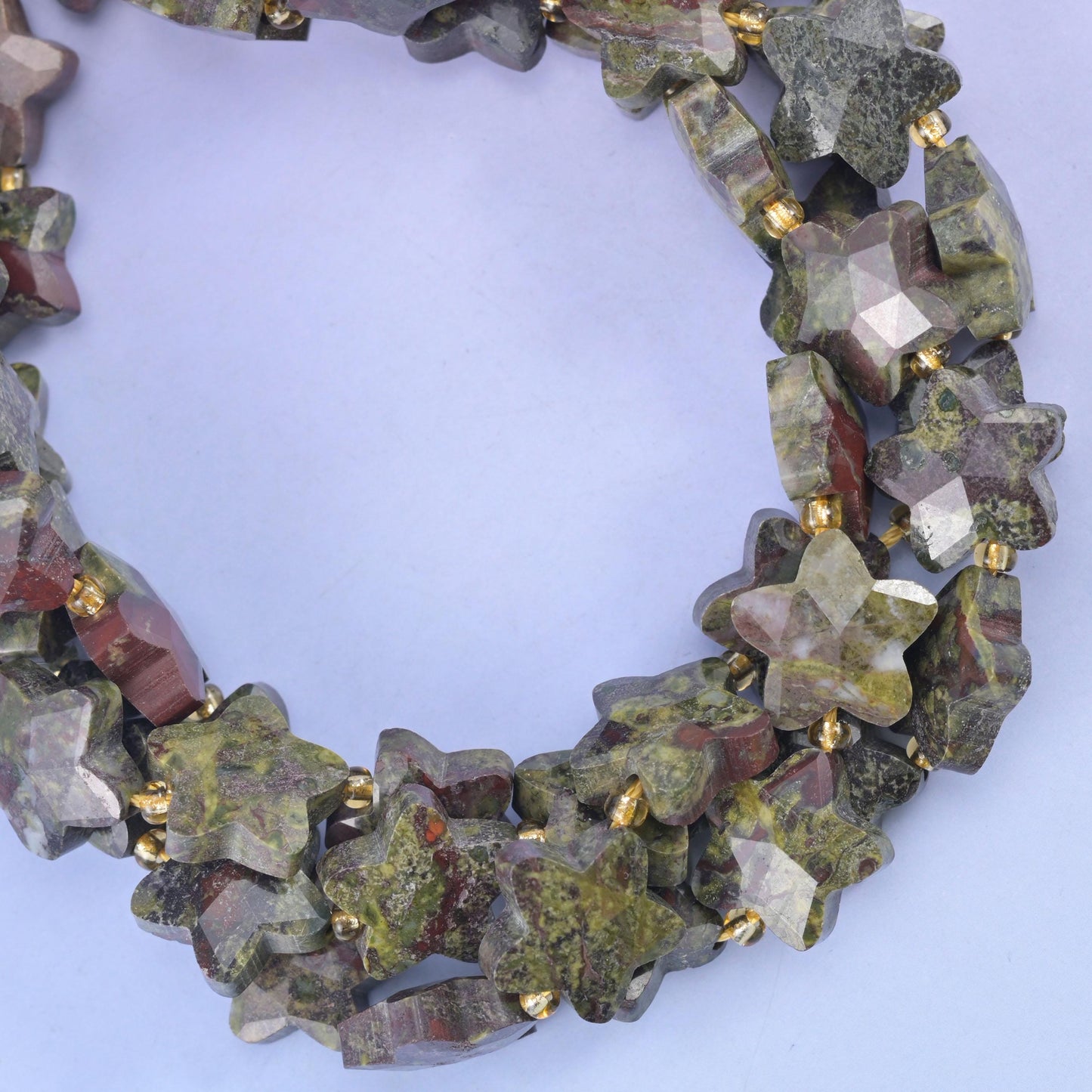 Dragon Bloodstone Faceted Star Beads Size 14mm Jewelry Making 15.5 Inch Strand