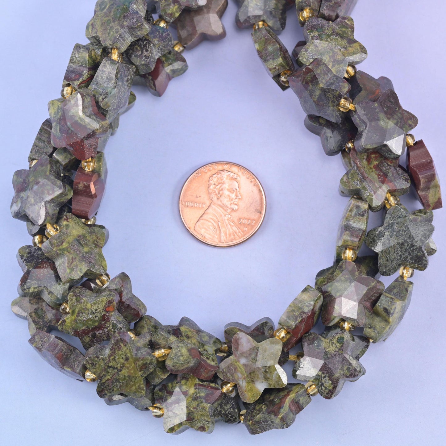Dragon Bloodstone Faceted Star Beads Size 14mm Jewelry Making 15.5 Inch Strand