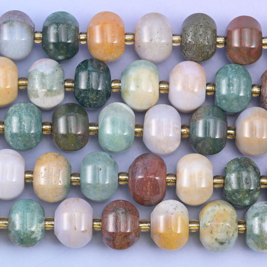 Indian Agate Smooth Pumpkin Beads Jewelry Making Size 12x8mm 15&quot; Strand