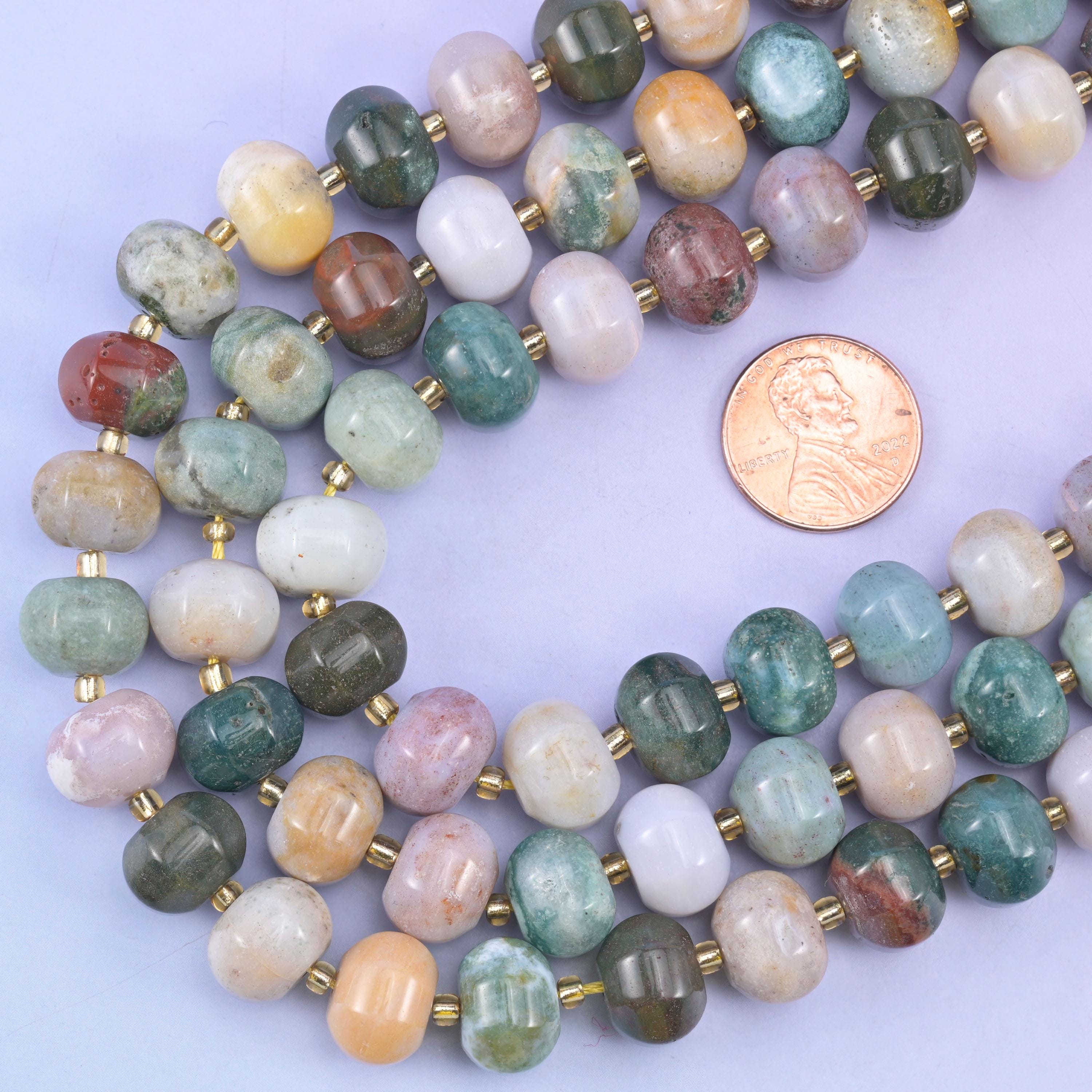 Indian Agate Smooth Pumpkin Beads Jewelry Making Size 12x8mm 15&quot; Strand
