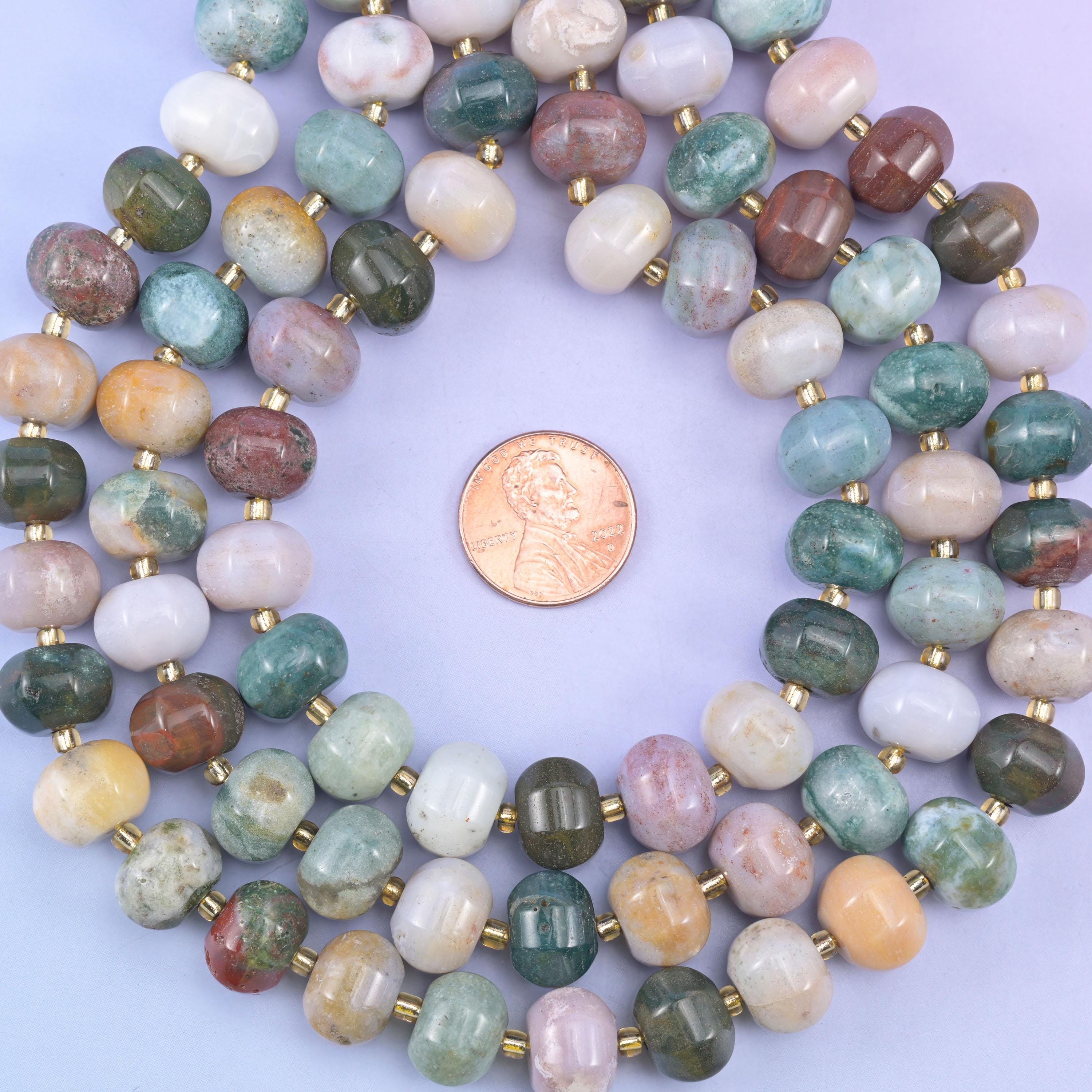 Indian Agate Smooth Pumpkin Beads Jewelry Making Size 12x8mm 15&quot; Strand