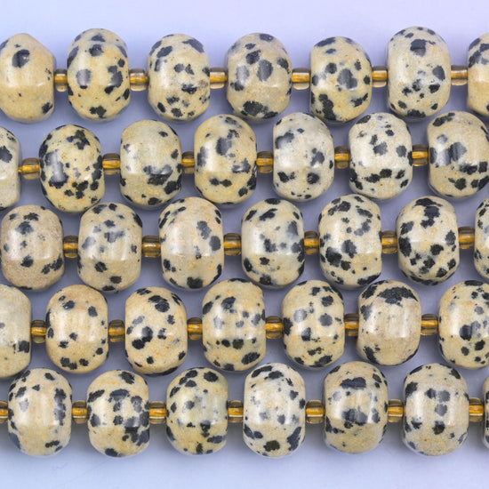 Dalmatian Jasper Pumpkin Beads Jewelry Making Size 12x8mm 15&quot; Strand
