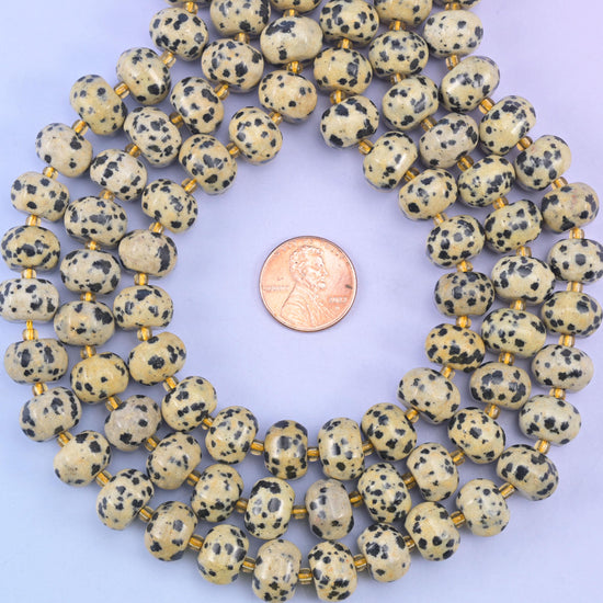 Dalmatian Jasper Pumpkin Beads Jewelry Making Size 12x8mm 15&quot; Strand