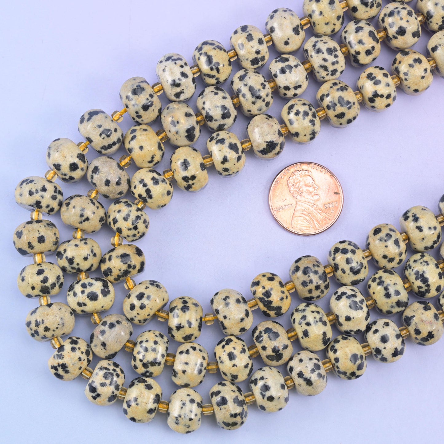 Dalmatian Jasper Pumpkin Beads Jewelry Making Size 12x8mm 15&quot; Strand