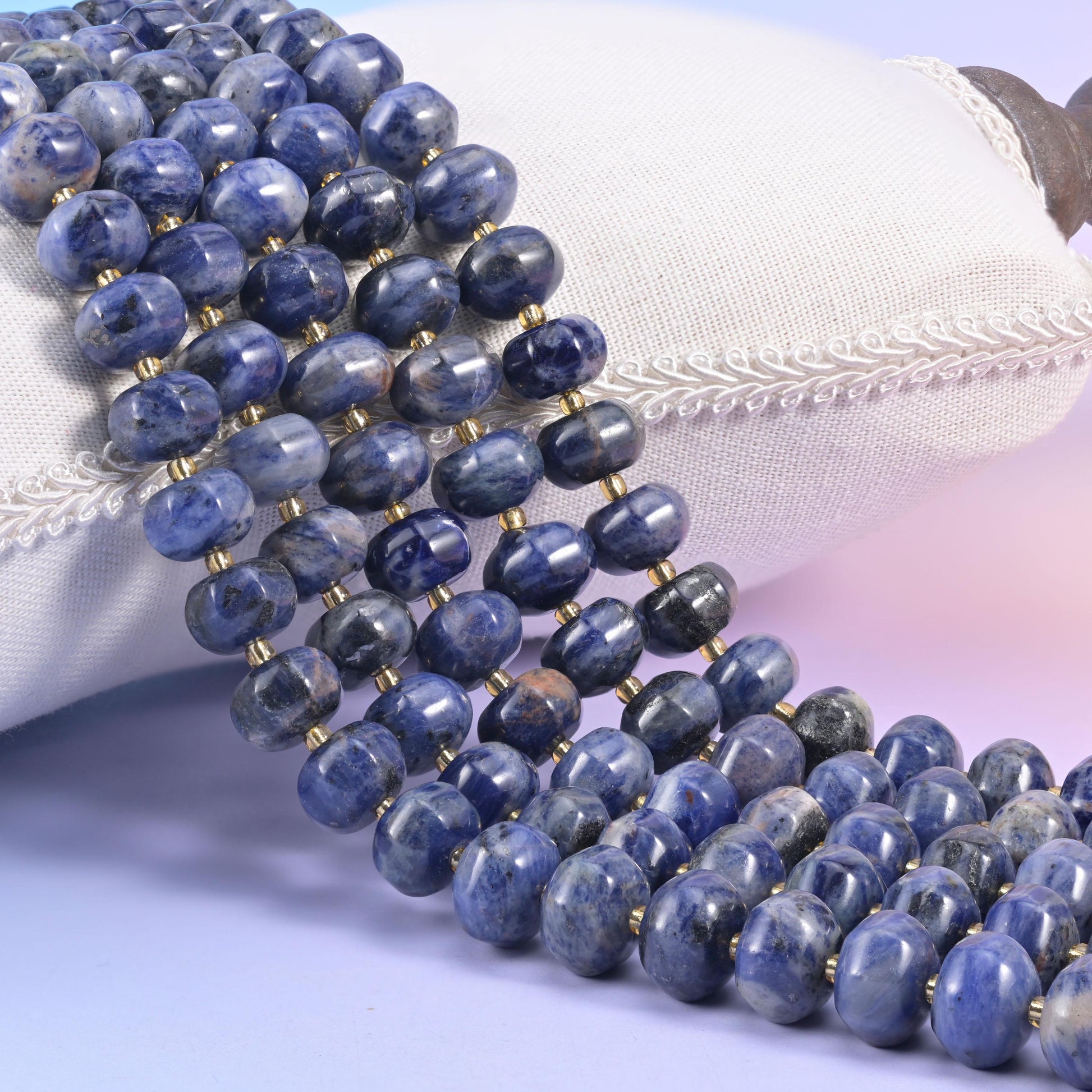 Sodalite Pumpkin Beads Jewelry Making Size 12x8mm 15&quot; Strand