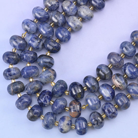 Sodalite Pumpkin Beads Jewelry Making Size 12x8mm 15&quot; Strand