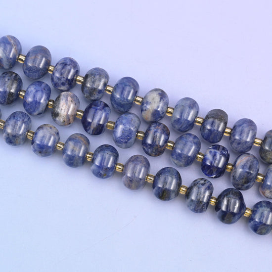 Sodalite Pumpkin Beads Jewelry Making Size 12x8mm 15&quot; Strand