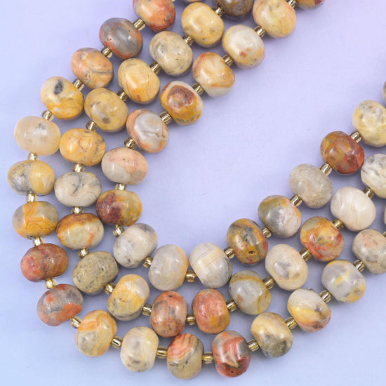 Crazy Agate Pumpkin Beads Jewelry Making Size 12x8mm 15&quot; Strand
