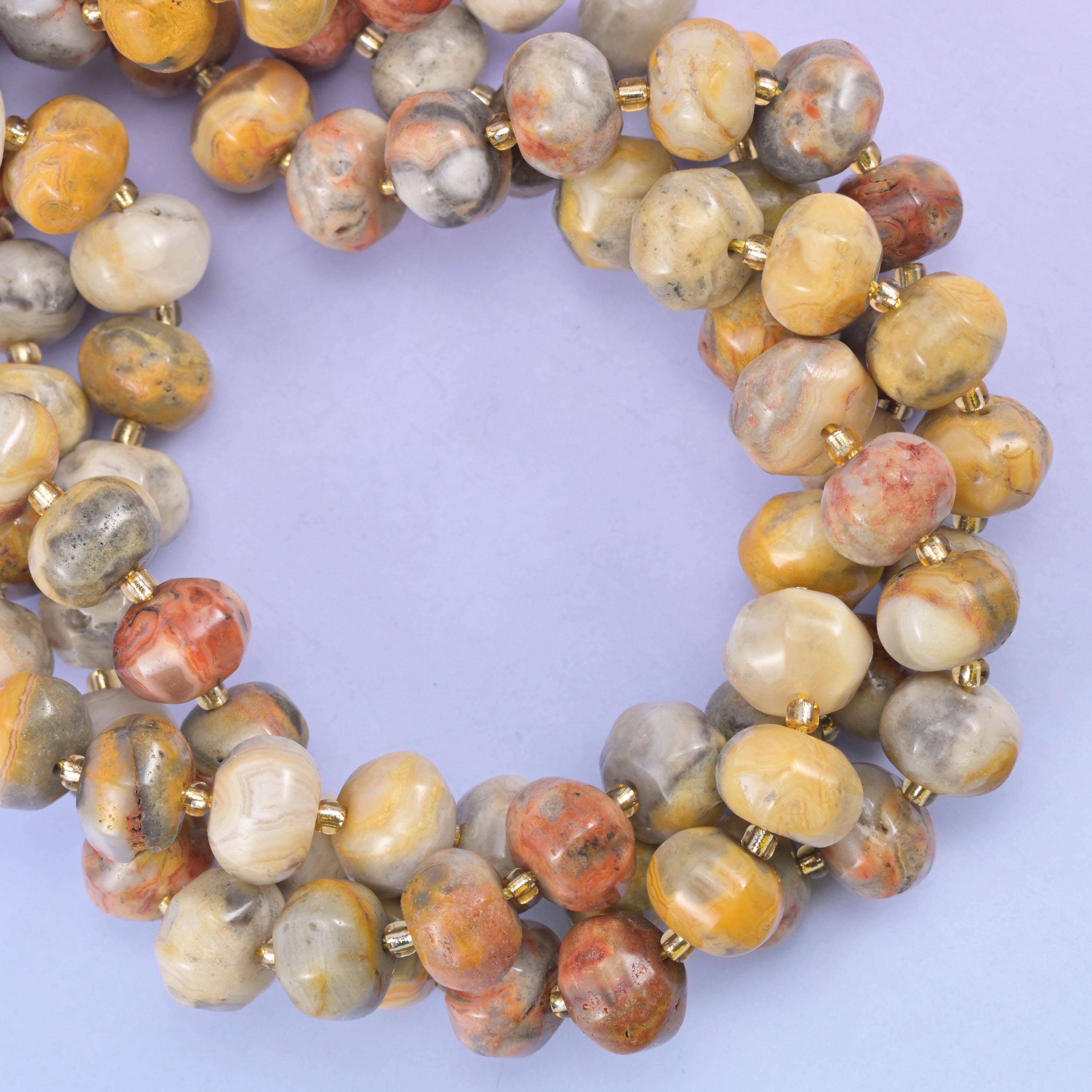 Crazy Agate Pumpkin Beads Jewelry Making Size 12x8mm 15&quot; Strand