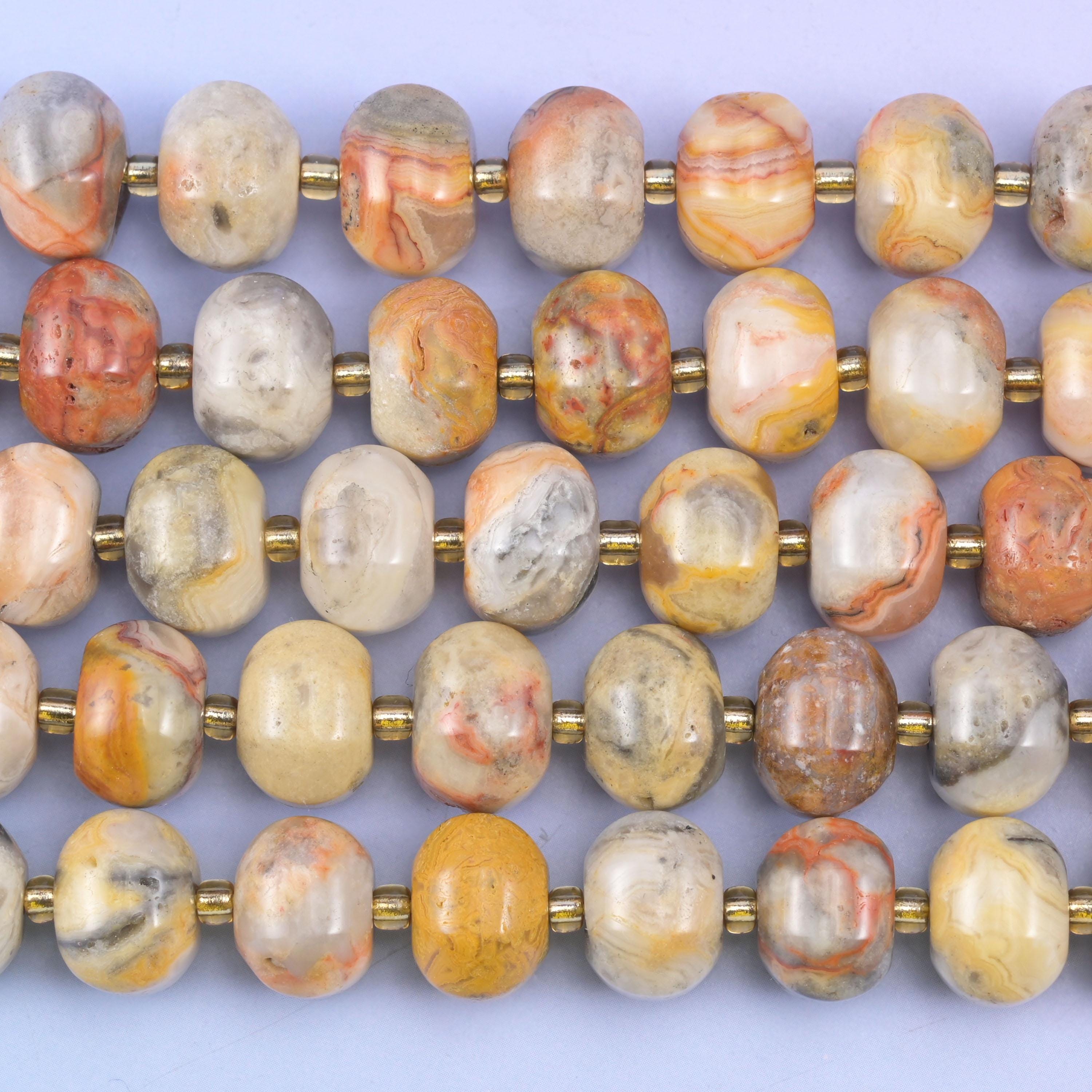 Crazy Agate Pumpkin Beads Jewelry Making Size 12x8mm 15&quot; Strand