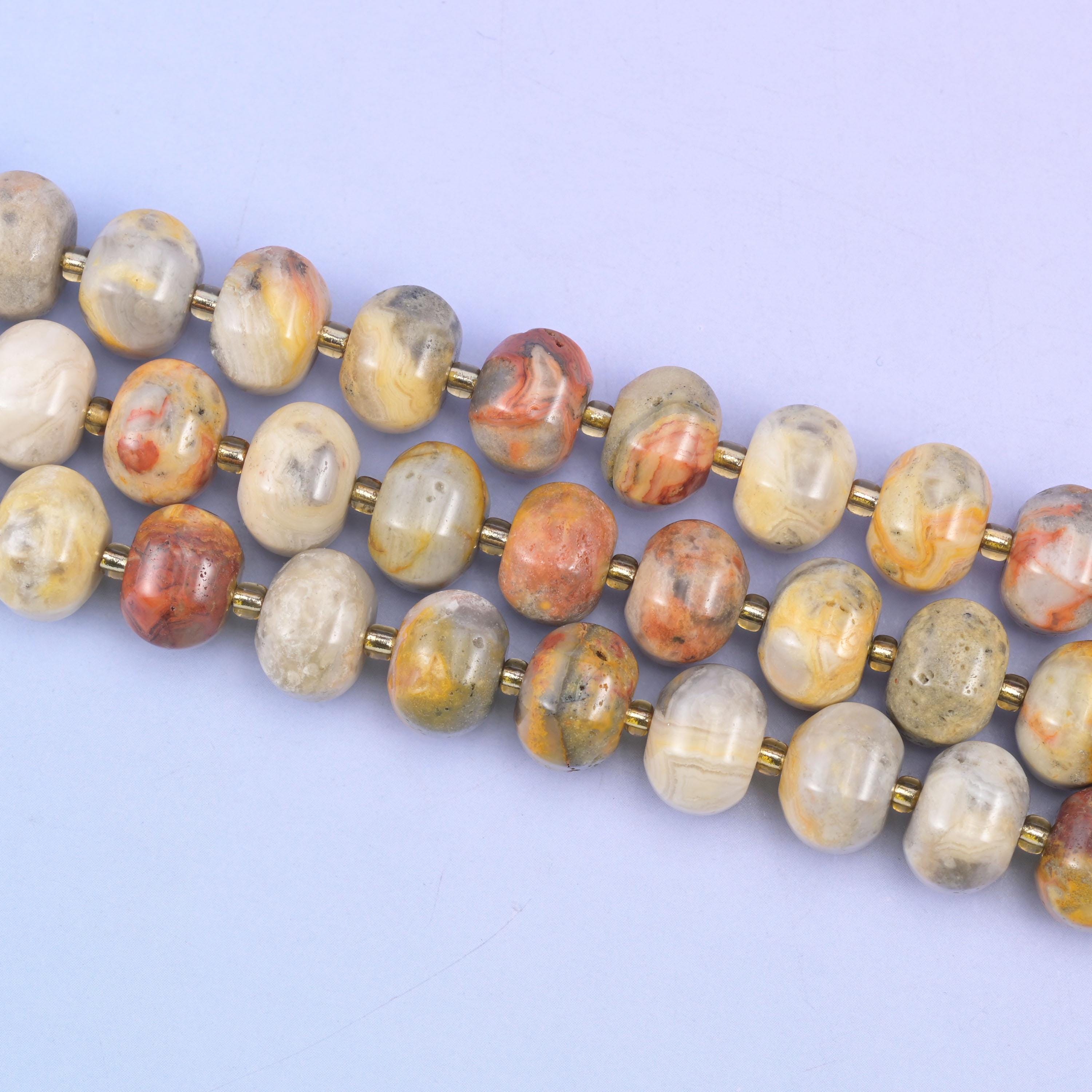 Crazy Agate Pumpkin Beads Jewelry Making Size 12x8mm 15&quot; Strand