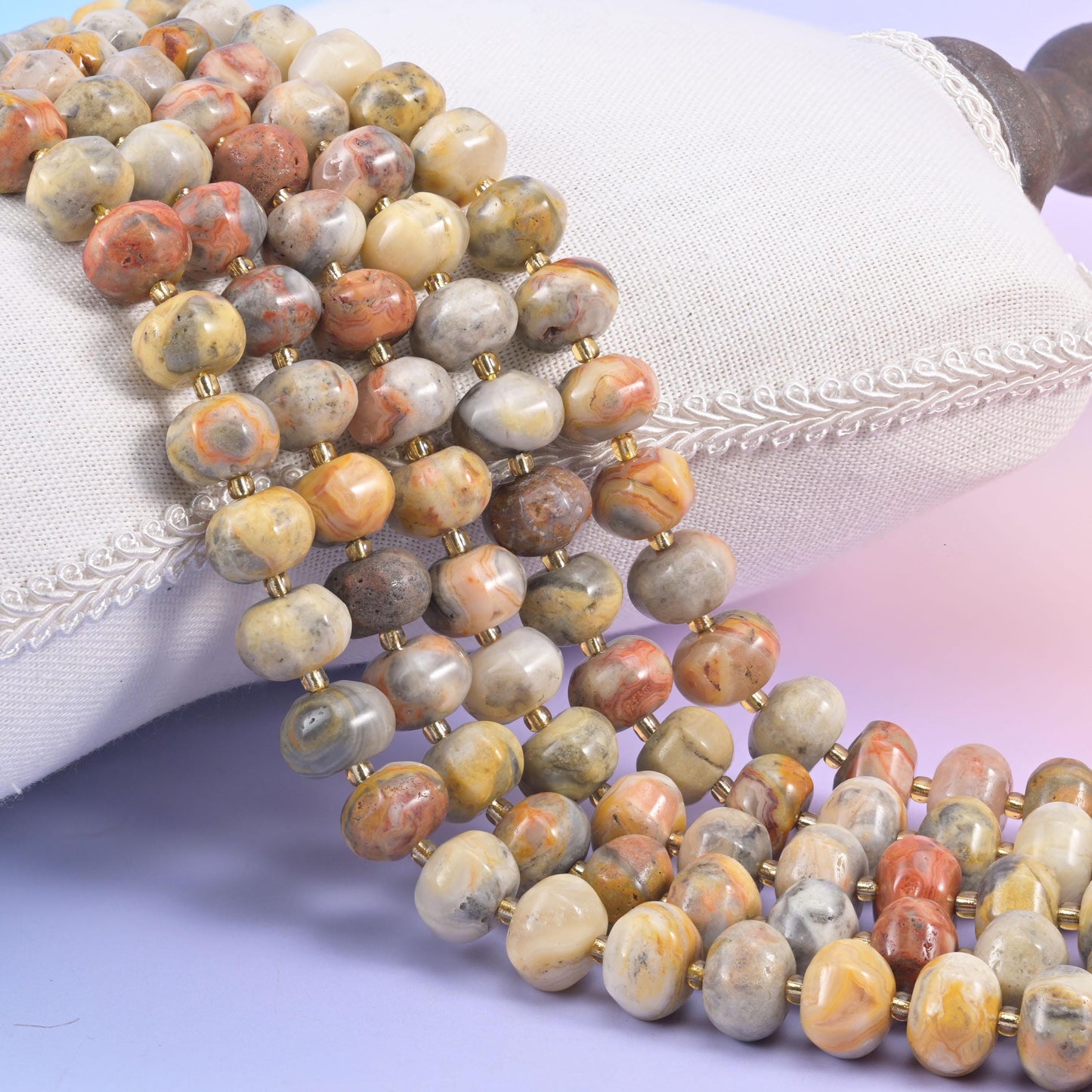 Crazy Agate Pumpkin Beads Jewelry Making Size 12x8mm 15&quot; Strand