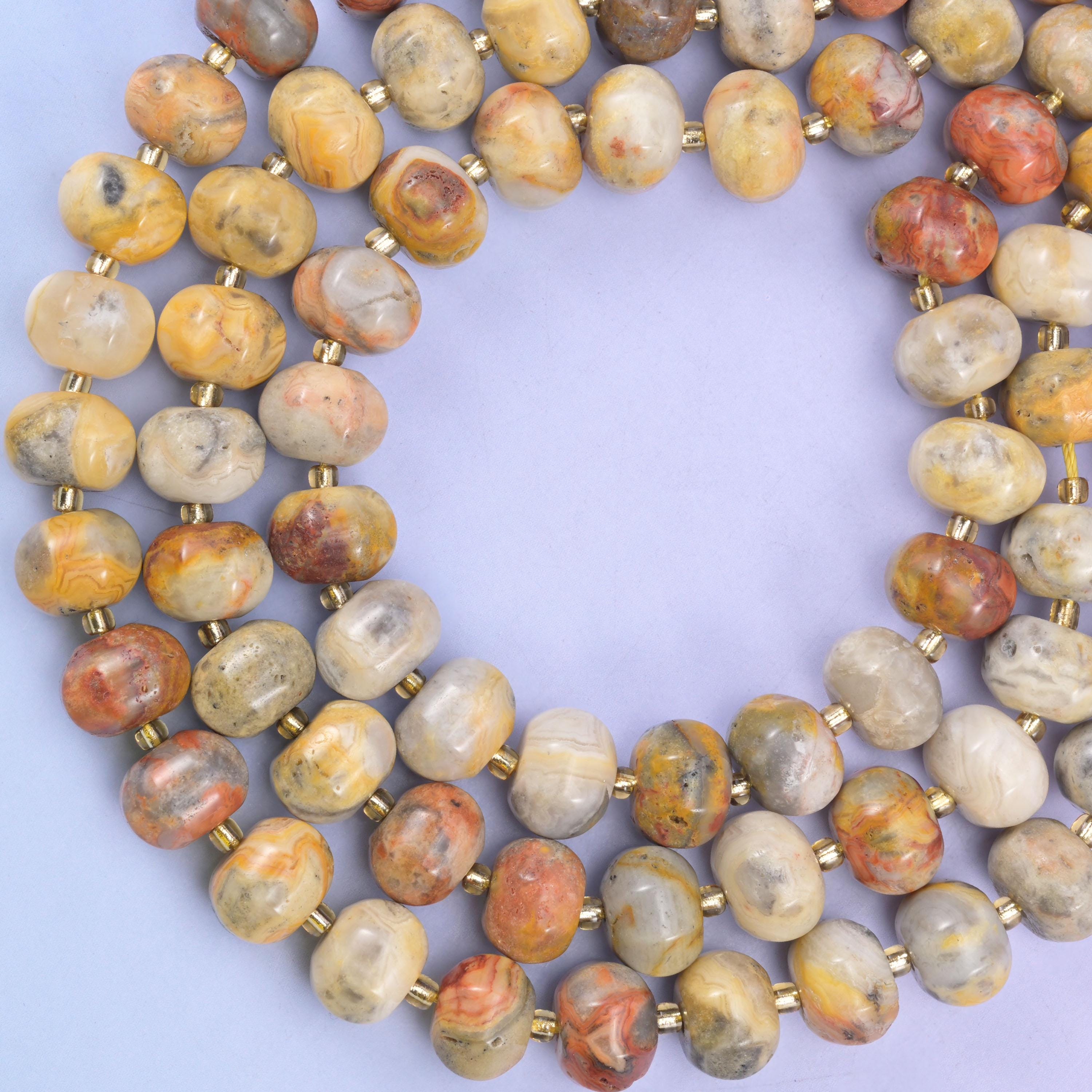 Crazy Agate Pumpkin Beads Jewelry Making Size 12x8mm 15&quot; Strand