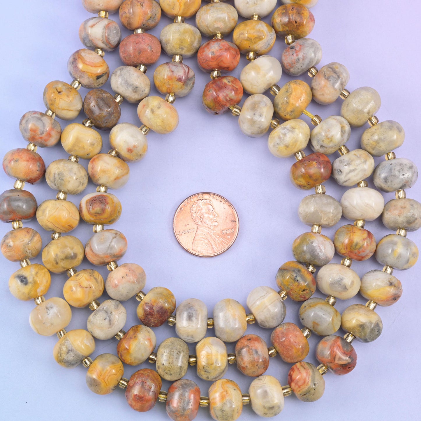 Crazy Agate Pumpkin Beads Jewelry Making Size 12x8mm 15&quot; Strand